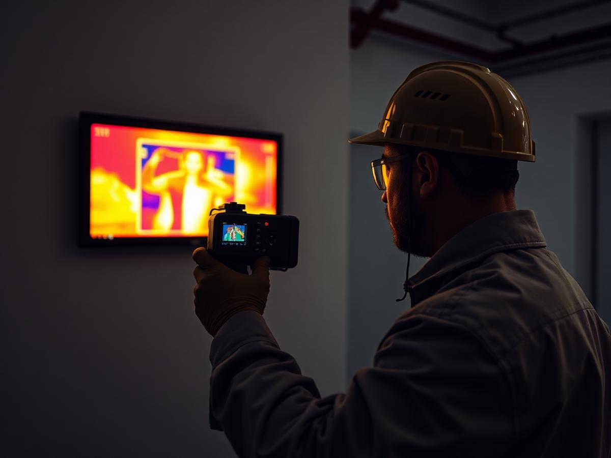 מהנדס עם מצלמה תרמית FLIR